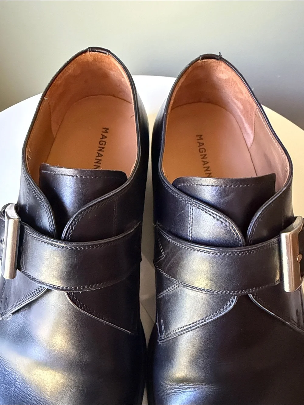 Magnanni Black Leather Monk Strap Dress Shoes Single Monk Buckle Oxford Portugal